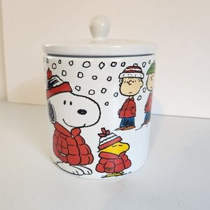 Peanuts Charlie Brown Cookie Jar Coffee Storage Kitchen Christmas Winter White